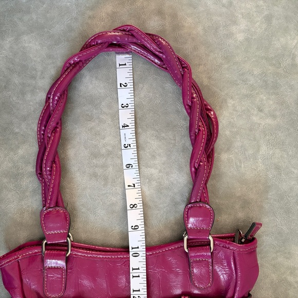 fuschia faux croc leather shoulder tote bag - Picture 11 of 14